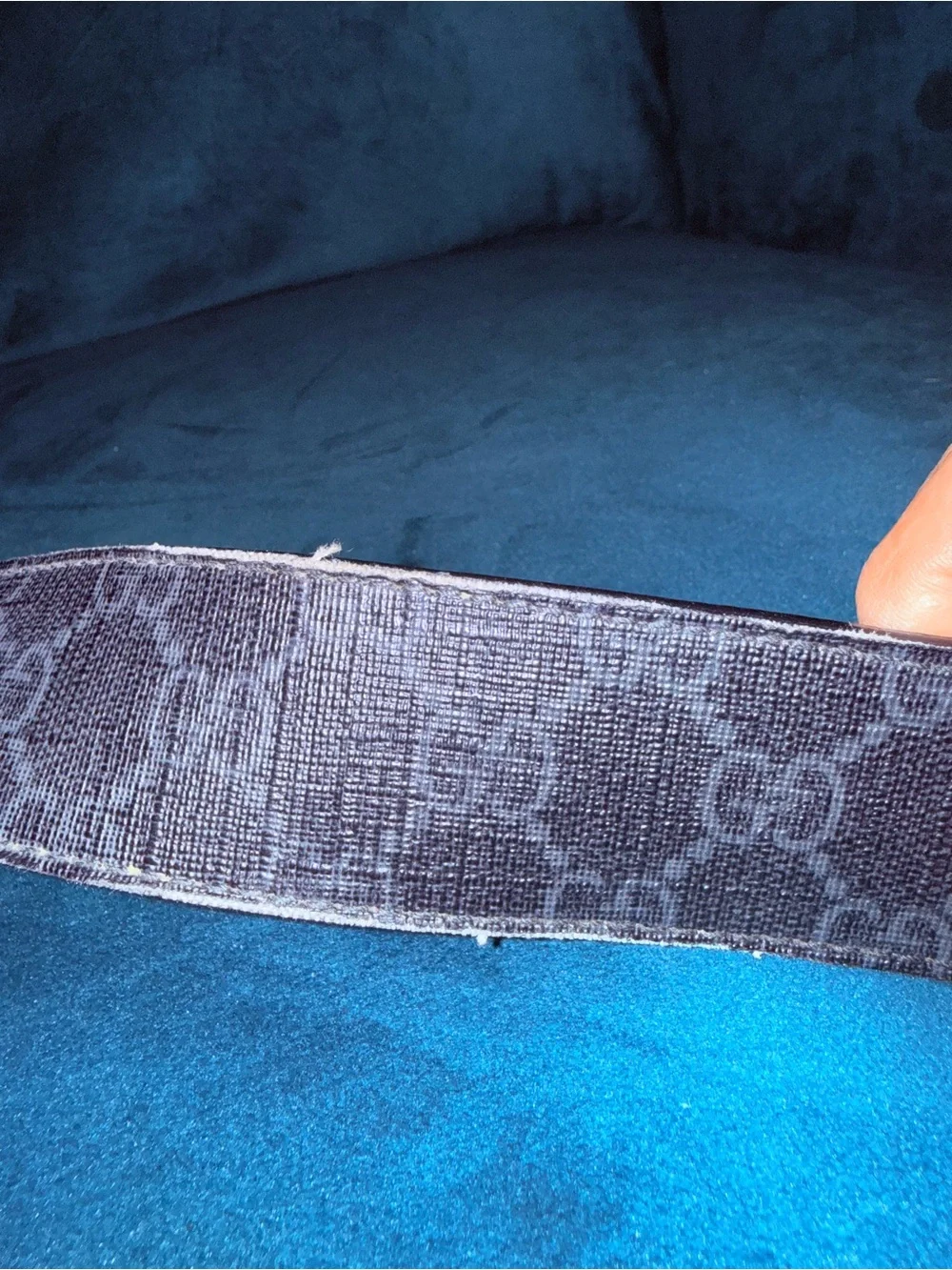 Gucci Interlocking G GG Supreme Canvas Belt Black Leather Size 95/38